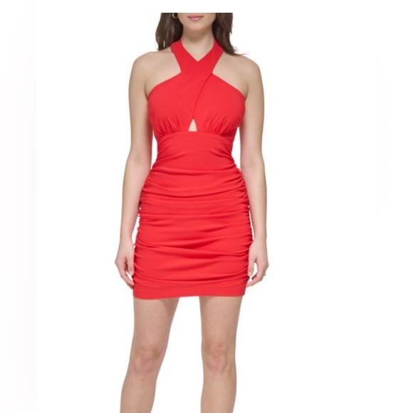 Guess Red Halter Mini Dress - Picture 1 of 4